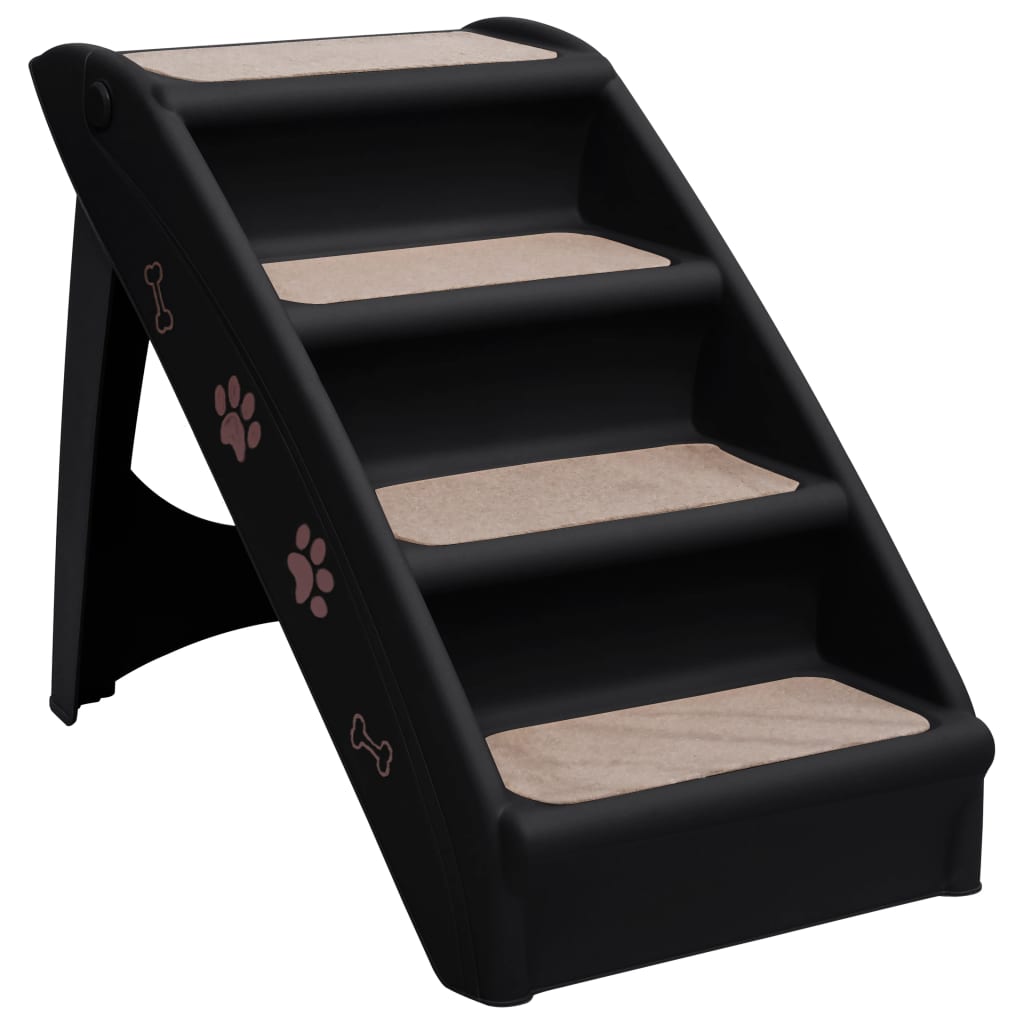 NNEVL Folding Dog Stairs Black 62x40x49.5 cm