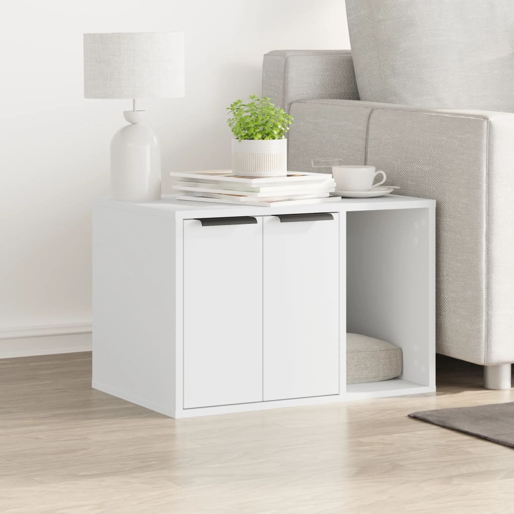 NNEVL Cat Litter Box Enclosure White 60x40x40 cm Engineered Wood