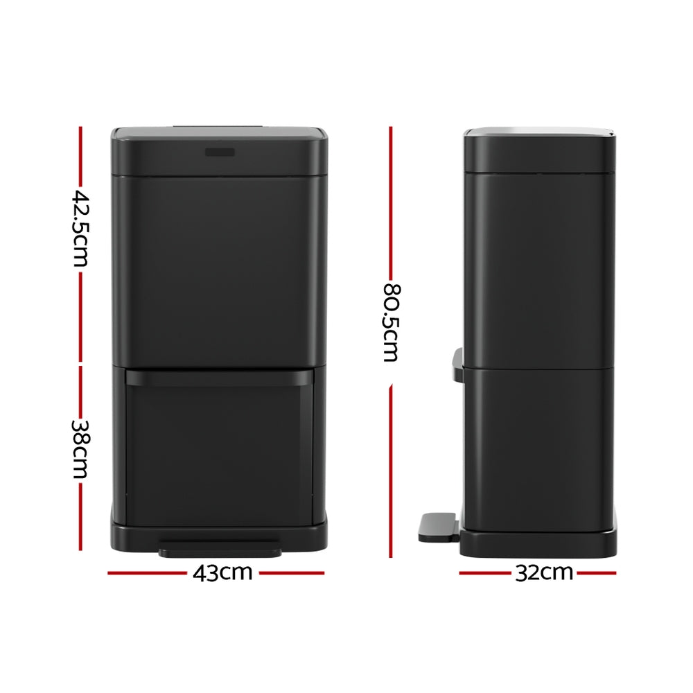 NNEDSZ 70L Motion Sensor Bin Pedal Bins Automatic Black