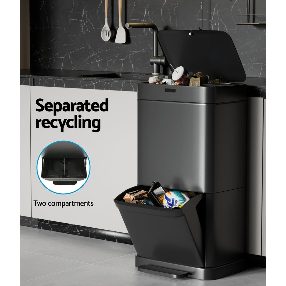 NNEDSZ 70L Motion Sensor Bin Pedal Bins Automatic Black